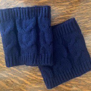 2 pairs Boot Cuffs Navy Blue & Ivory
